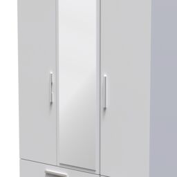 Ready Assembled 2 U Windsor Tall Triple 2 Drawer Mirror + Drawer Wardrobe (Ready Assembled) in Mid Grey - thumbnail 4