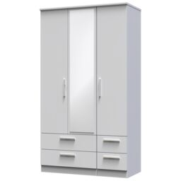 Ready Assembled 2 U Windsor Tall Triple 2 Drawer Mirror + Drawer Wardrobe (Ready Assembled) in Mid Grey - thumbnail 3
