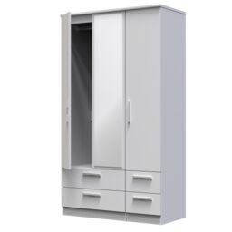 Ready Assembled 2 U Windsor Tall Triple 2 Drawer Mirror + Drawer Wardrobe (Ready Assembled) in Mid Grey - thumbnail 5
