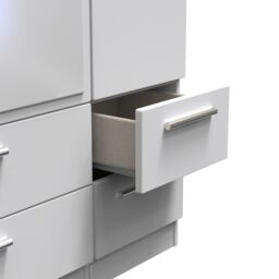 Ready Assembled 2 U Windsor Tall Triple 2 Drawer Mirror + Drawer Wardrobe (Ready Assembled) in Mid Grey - thumbnail 8