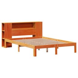 Berkfield Home Bookcase Bed without Mattress Wax Brown 135x190 cm Doouble Solid Wood Pine - thumbnail 3