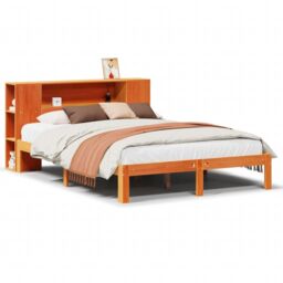 Berkfield Home Bookcase Bed without Mattress Wax Brown 135x190 cm Doouble Solid Wood Pine - thumbnail 2