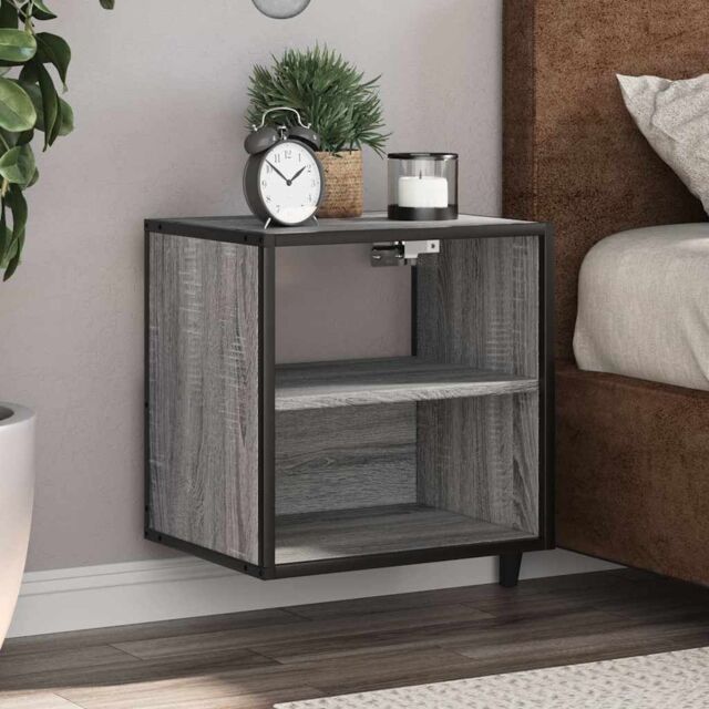 Berkfield Home Wall-mounted Bedside Cabinet Grey Sonoma 40x31x39.5 cm - image 1