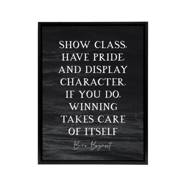 "Artery8 Slate Quote Winning Bear Bryant Framed Canvas Wall Art Print in Grey - Size: W12"" x H16""" - image 1