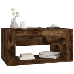 Berkfield Home Coffee Table Smoked Oak 80x50x40 cm Engineered Wood in Brown - Size: 80 x 50 x 40 cm - thumbnail 4