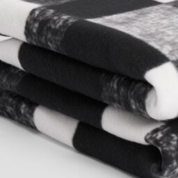 OHS Tartan Check Fleece Throw Winter Warm Soft Blanket in Black - Size: 120 cm x 150 cm - thumbnail 3