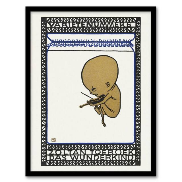 Artery8 Moriz Jung Zoltan Toeroek Violin Child Prodigy Framed Wall Art Print in White - Size: A3 - image 1