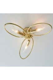 Netlighting Amari Multi Arm Glass Semi Flush Ceiling Lamp Polished Brass Plate Glass in Gold - thumbnail 5