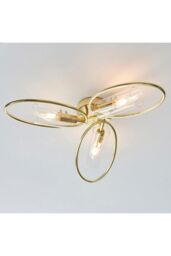 Netlighting Amari Multi Arm Glass Semi Flush Ceiling Lamp Polished Brass Plate Glass in Gold - thumbnail 2