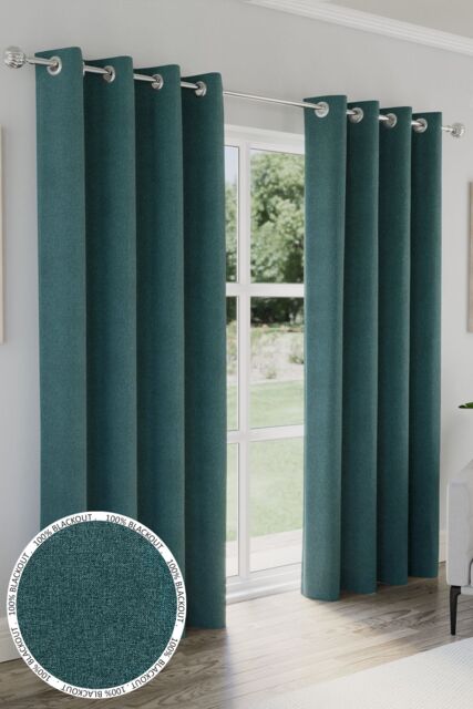 Enhanced Living 100% Blackout Curtains - Thermal/Energy Saving Linen Look Pair with Eyelets For Living Room & Bedrooms - image 1