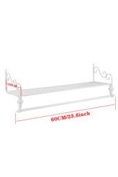 Living and Home 28 x 60cm Wall Mounted Metal Clothes Garment Rack Shop Display Shelf with Holder in White - Size: 28 x 60 cm - thumbnail 6