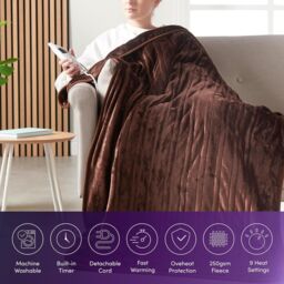 Emperial Electric Heated Throw Blanket in Brown - Size: 130 cm x160 cm - thumbnail 3