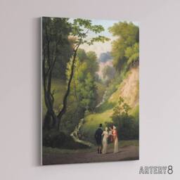 "Artery8 CW Eckersberg The Devil's Cleft at Liselund Manor Canvas Art Print in Green - Size: W12"" x H16""" - thumbnail 2