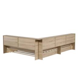 Merax 4ft6 Double Oak Wooden Cabin Bed Frame with Corner Storage Bookshelf in Light Oak - thumbnail 7
