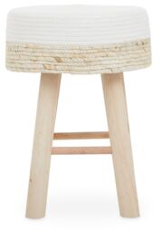 Orsina Durable White Cotton Rope Stool, Stylish Kitchen Stool For Bedroom, Versatile Design Bar Stool For Guests in Grey - thumbnail 5