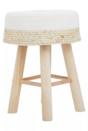 Orsina Durable White Cotton Rope Stool, Stylish Kitchen Stool For Bedroom, Versatile Design Bar Stool For Guests in Grey - thumbnail 2