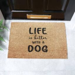 Artsy Mats Life Is Better With A Dog Doormat (60 x 40cm) in Brown - Size: 40 cm x 60 cm - thumbnail 1