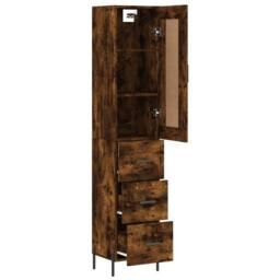 Berkfield Home Highboard Smoked Oak 34.5x34x180 cm Engineered Wood in Brown - thumbnail 4