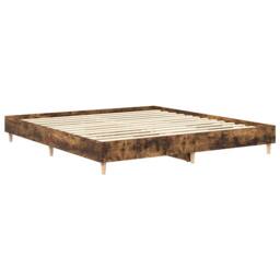 Berkfield Home Durable Bed Frame without Mattress Smoked Oak 180x200cm Engineere in Brown - Size: Super King - thumbnail 4