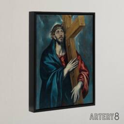 "Artery8 Jesus Christ Carrying The Cross El Greco Black Framed Canvas Wall Art - Size: W12"" x H16""" - thumbnail 2