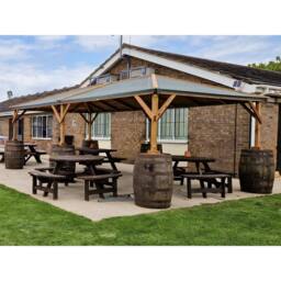 Dunster House Wooden Garden Gazebo 6x3m Hot Tub Shelter, Roof Shingles, Utopia 630 in Brown - thumbnail 4