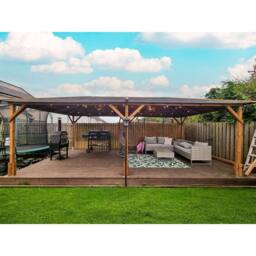 Dunster House Wooden Garden Gazebo 6x3m Hot Tub Shelter, Roof Shingles, Utopia 630 in Brown - thumbnail 2