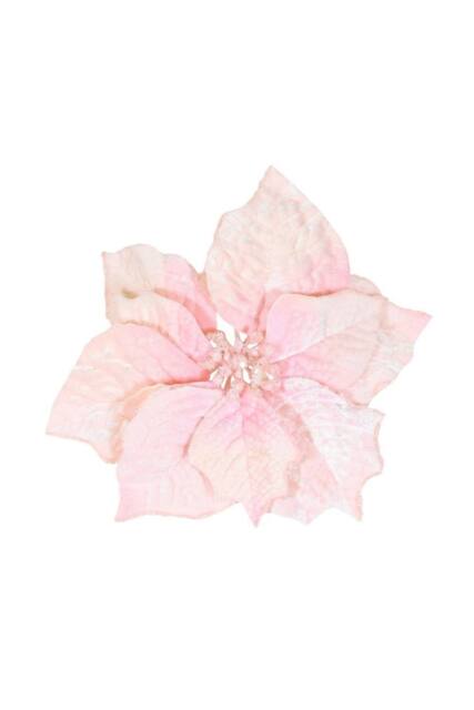 KDMD Pink Velvet Poinsettia with Clip Dia25cm - image 1