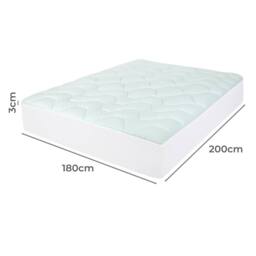 KORVIXA Bamboo Memory Foam Mattress Topper Super King/180x200cm in Blue - Size: Super King - thumbnail 2