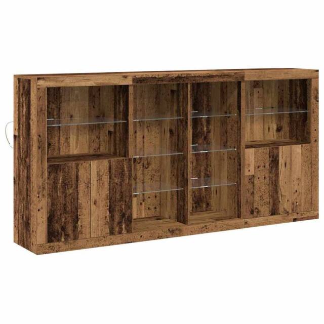 Berkfield Home Sideboard with LED Lights Old Wood 202x37x100 cm Engineered Wood in Brown - Size: 202 x 37 x 100 cm - image 1