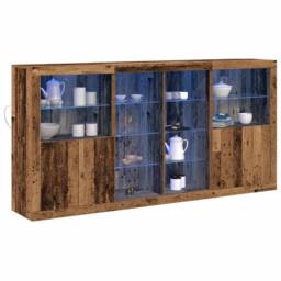 Berkfield Home Sideboard with LED Lights Old Wood 202x37x100 cm Engineered Wood in Brown - Size: 202 x 37 x 100 cm - thumbnail 3