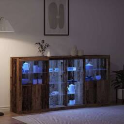 Berkfield Home Sideboard with LED Lights Old Wood 202x37x100 cm Engineered Wood in Brown - Size: 202 x 37 x 100 cm - thumbnail 5