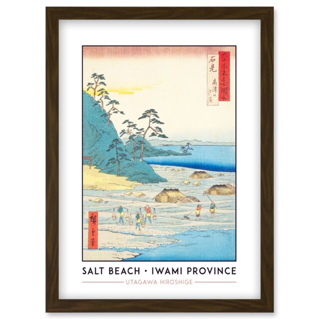 Artery8 Mount Takazuno, Salt Beach Iwami Province Utagawa Hiroshige Japan Woodblock Classic Collection Artwork Framed Wall Art Print A4 in Brown - image 1