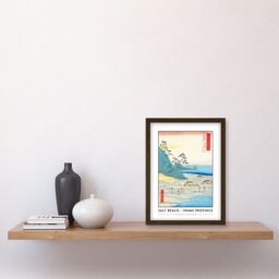 Artery8 Mount Takazuno, Salt Beach Iwami Province Utagawa Hiroshige Japan Woodblock Classic Collection Artwork Framed Wall Art Print A4 in Brown - thumbnail 2