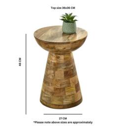 Indian Hub Surrey Round Side Table Mushroom Style - Mango Wood L36 x W36 x H46cm in Brown - thumbnail 7