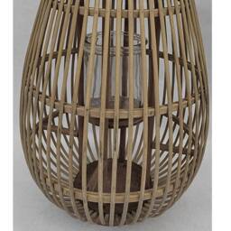 Lemon Pavilion Furniture and Decor Medium Ellipse Lantern with Glass Holder - Wicker - L28 x W28 x H42 cm in Brown - thumbnail 2