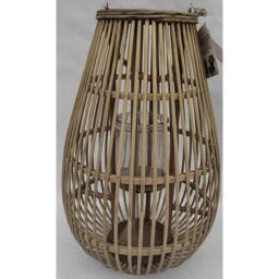Lemon Pavilion Furniture and Decor Medium Ellipse Lantern with Glass Holder - Wicker - L28 x W28 x H42 cm in Brown - thumbnail 1