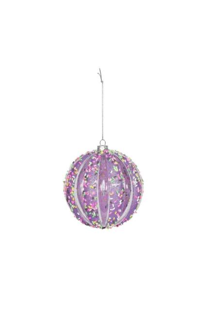 KDMD Purple Sequin Bauble 10cm Christmas Ornament - image 1