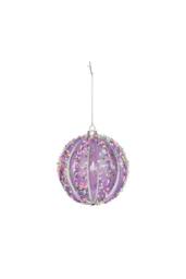 KDMD Purple Sequin Bauble 10cm Christmas Ornament - thumbnail 2