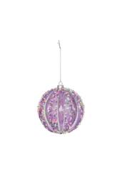 KDMD Purple Sequin Bauble 10cm Christmas Ornament - thumbnail 1