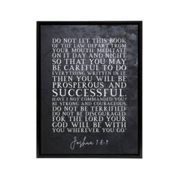 "Artery8 Joshua 1 8 9 Be Strong & Bible Quote Framed Canvas Wall Art Print in Grey - Size: W12"" x H16""" - thumbnail 1