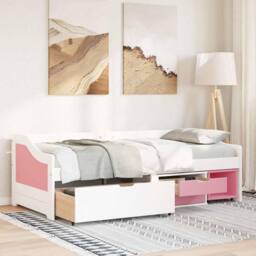 Berkfield Home Beautiful Day Bed with 3 Drawers without Mattress IRUN White&Pink in Pink