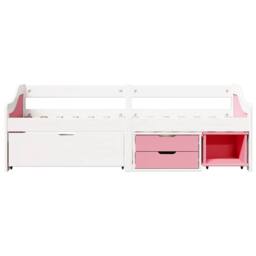 Berkfield Home Beautiful Day Bed with 3 Drawers without Mattress IRUN White&Pink in Pink - thumbnail 5