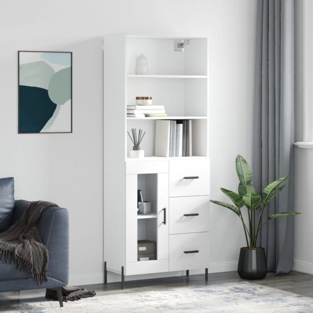 Berkfield Home Highboard White 69.5x34x180 cm Engineered Wood - image 1