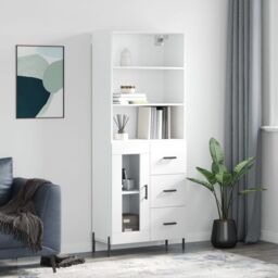 Berkfield Home Highboard White 69.5x34x180 cm Engineered Wood - thumbnail 1