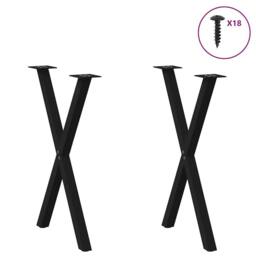 Berkfield Home Modern Dining Table Legs X-Shaped 2 pcs Black 60x(72-73) cm Steel - thumbnail 1