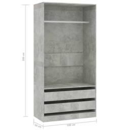 Berkfield Home Wardrobe Concrete Grey 100x50x200 cm Engineered Wood - Size: 100 x 50 x 200 cm - thumbnail 6