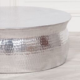 Glasstone Aluminium Round Coffee Table in Metallic Silver - thumbnail 2