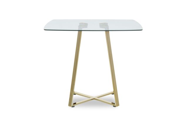 Orsina Modern Square Gold Finish Dining Table, Sturdy Table For Entertaining Guests, Minimalist Open Base Table - image 1