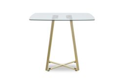 Orsina Modern Square Gold Finish Dining Table, Sturdy Table For Entertaining Guests, Minimalist Open Base Table - thumbnail 1