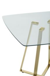 Orsina Modern Square Gold Finish Dining Table, Sturdy Table For Entertaining Guests, Minimalist Open Base Table - thumbnail 5